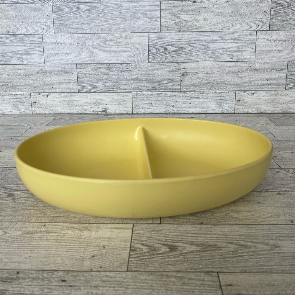 Vintage Melamine Melmac Divided Serving Dish Yellow Watertown Lifetime Ware USA
